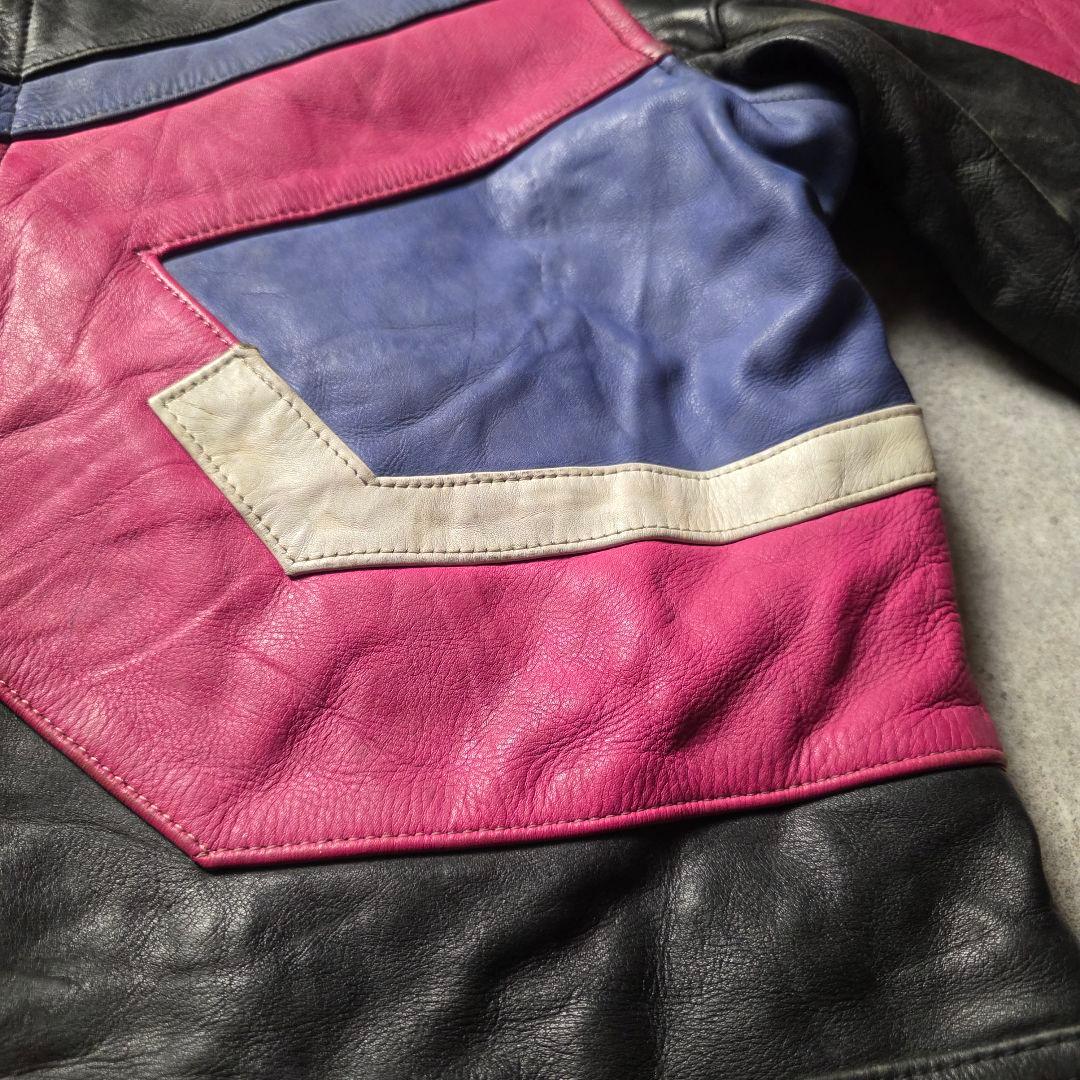 90sPoloSportsポロレザーレーシングジャケットライダースバイカーバイク