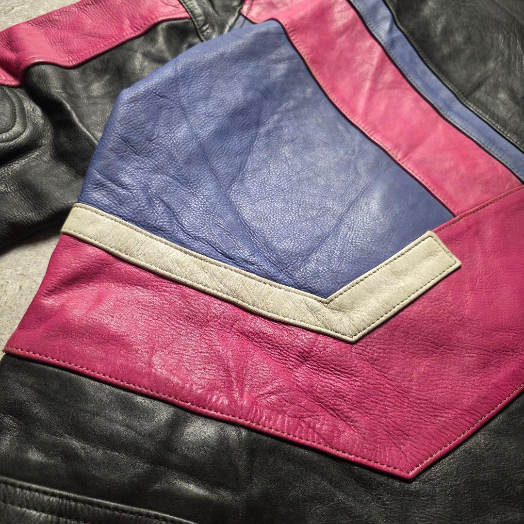 90sPoloSportsポロレザーレーシングジャケットライダースバイカーバイク