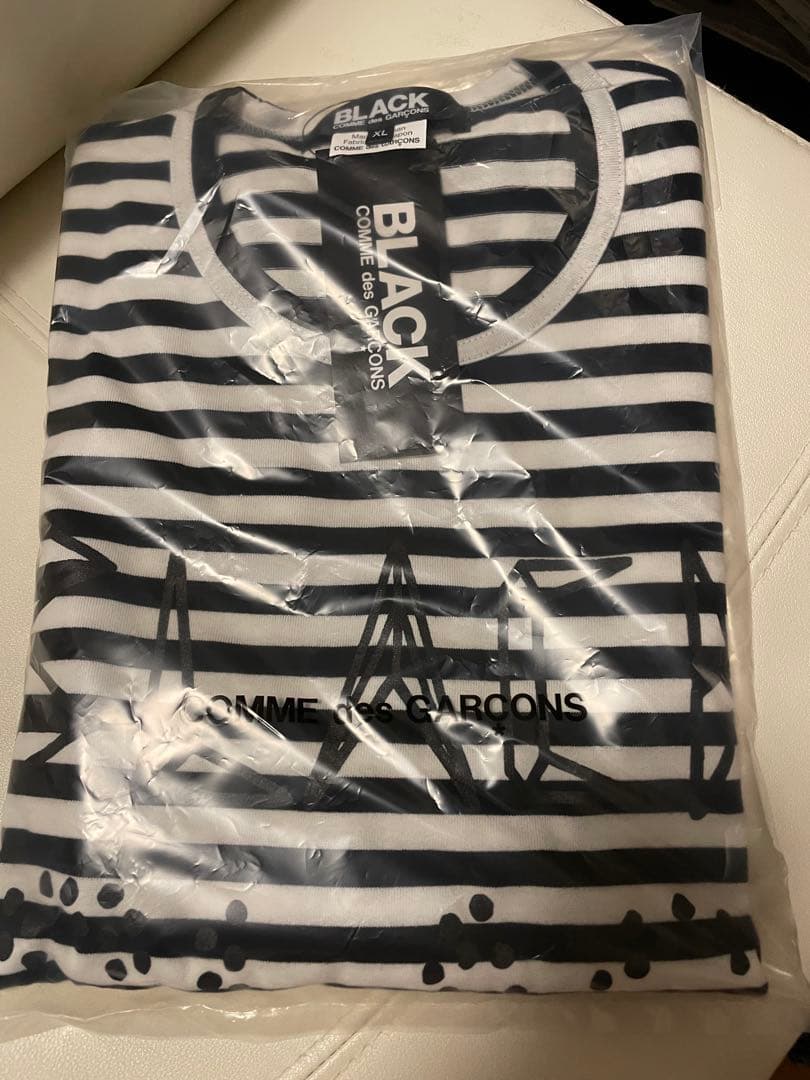 [新品]ブラックコムデギャルソン　ロングスリーブtシャツ　ボーダー　XL