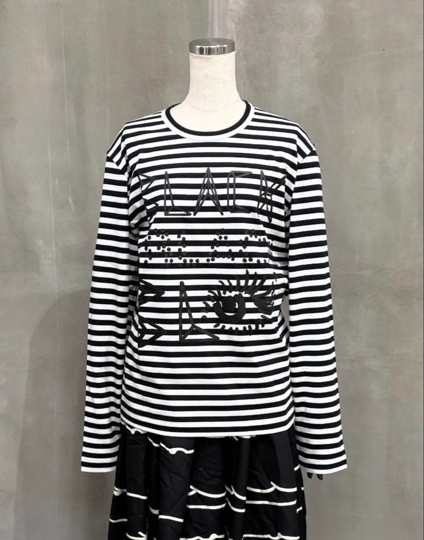 [新品]ブラックコムデギャルソン　ロングスリーブtシャツ　ボーダー　XL