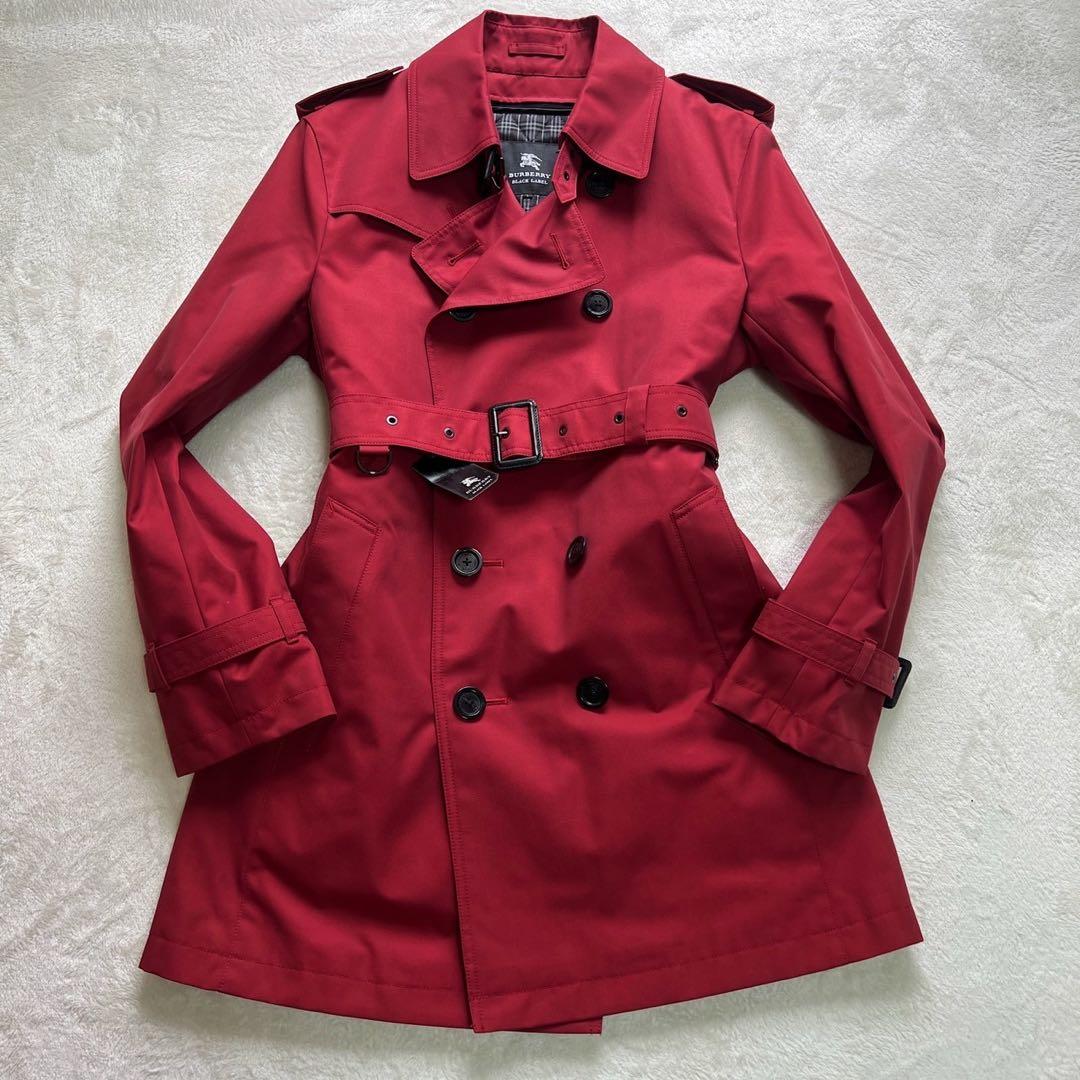 希少デッドストック　バーバリーブラックレーベル　トレンチコート　Lサイズ　赤