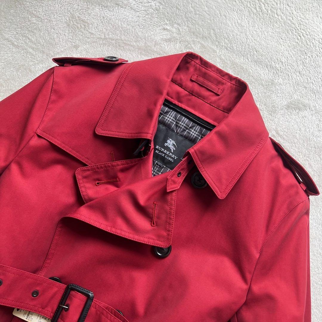 希少デッドストック　バーバリーブラックレーベル　トレンチコート　Lサイズ　赤