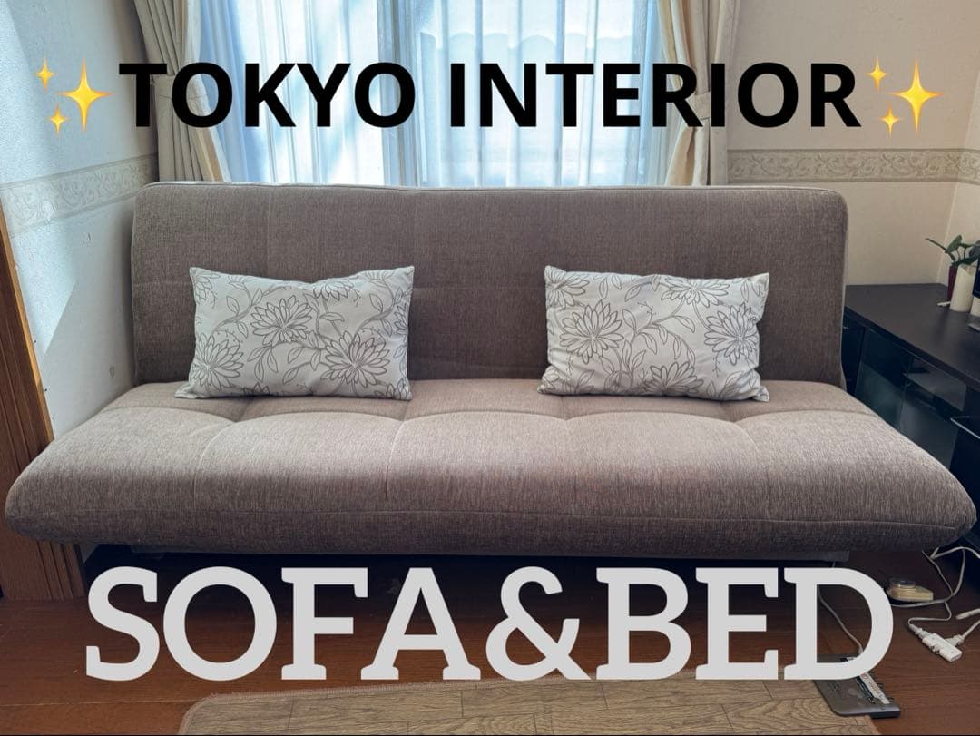 ‼️追加お値下✨【東京インテリア】ソファベッド　 グレー クッション2個付