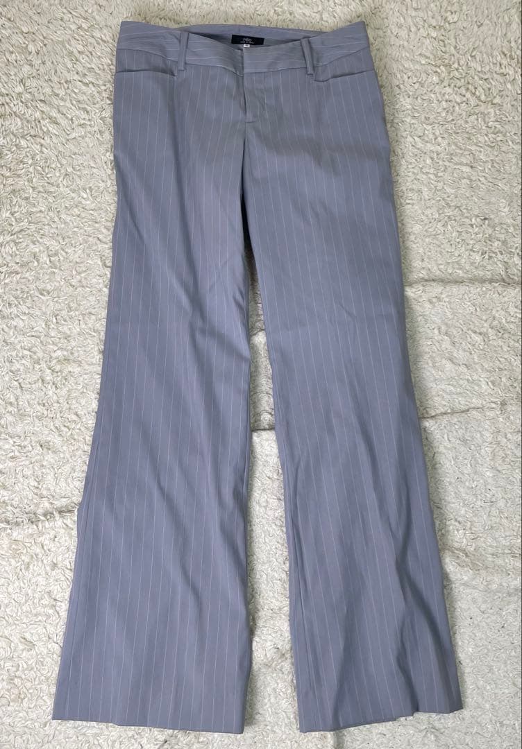 INED レディース　セットアップ パンツ　グレー　ストライプ　11号　日本製