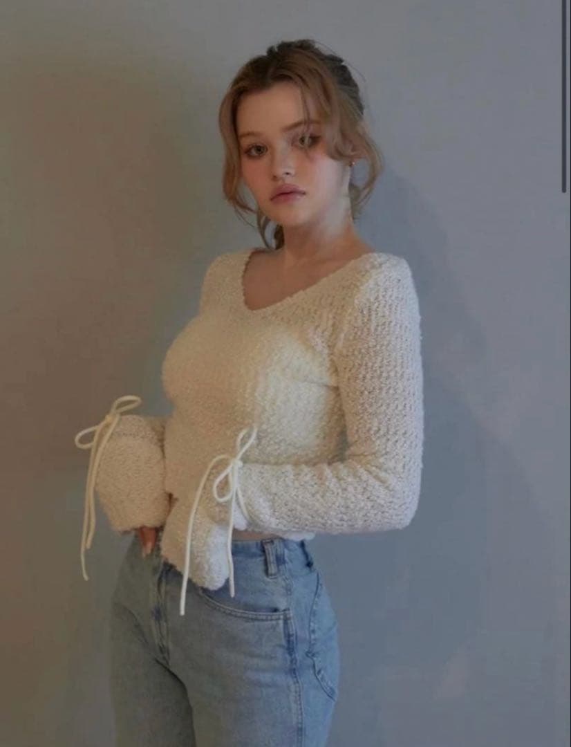 andmary Lily ribbon tops リボン　リリー　white