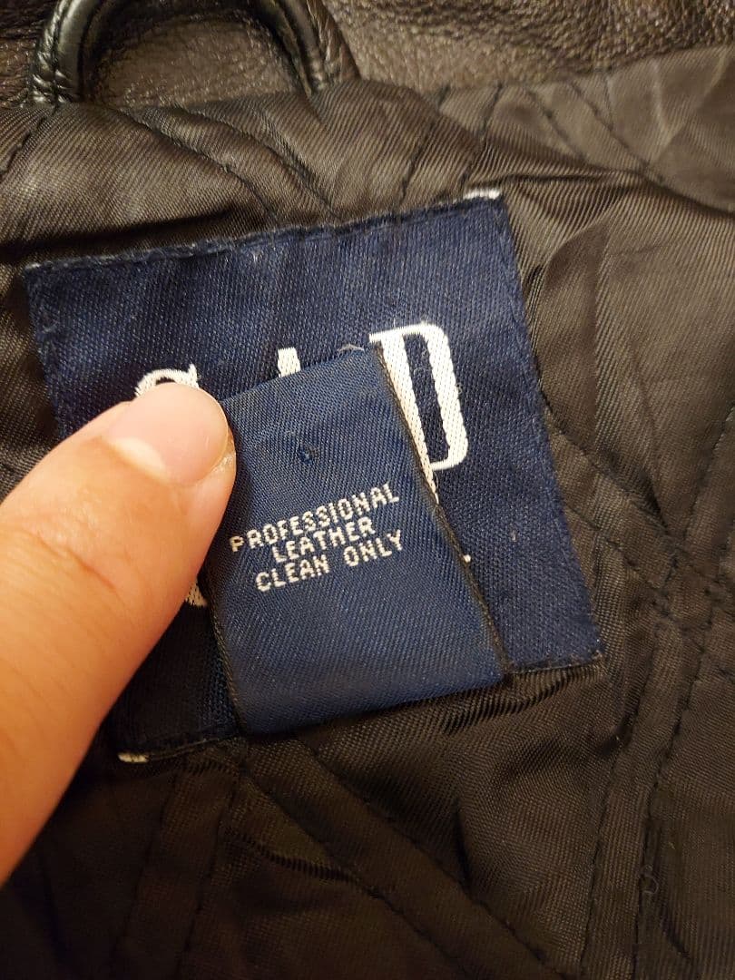【美品】90s old GAP ブラック レザージャケット L 襟付き