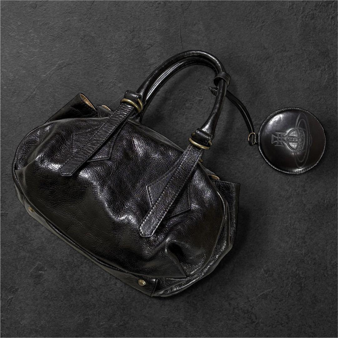 ヴィヴィアンウエストウッド ミニボストンバッグ オーブ ブラック レザー y2k