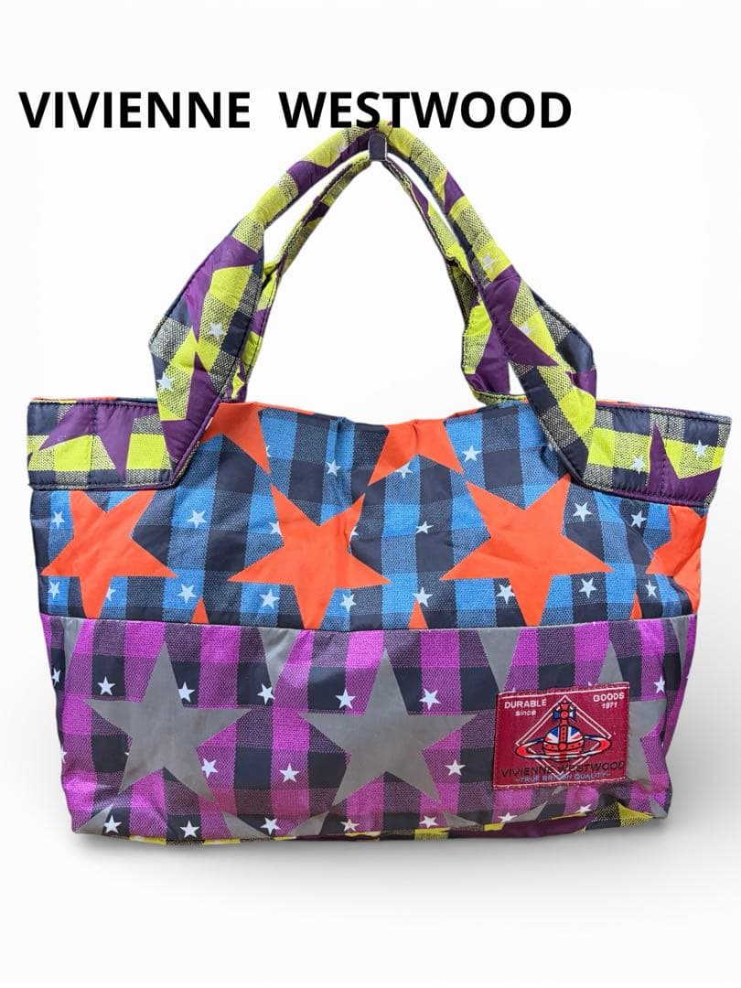 星がポイント‼️Vivienne Westwood カラフル星柄トートバッグ