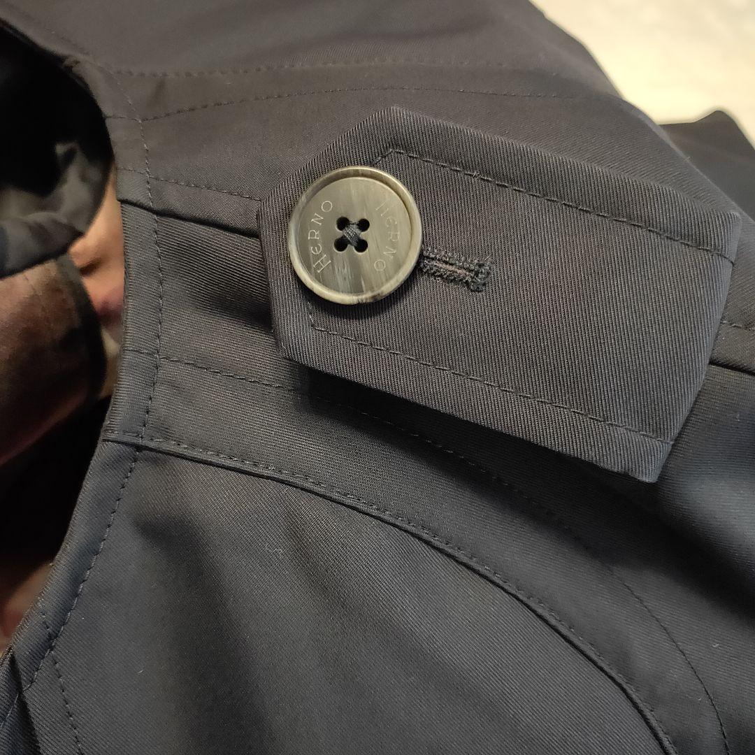 【希少 美品】ヘルノ ノーカラー ステンカラーコート ベルト付 花柄 総裏地