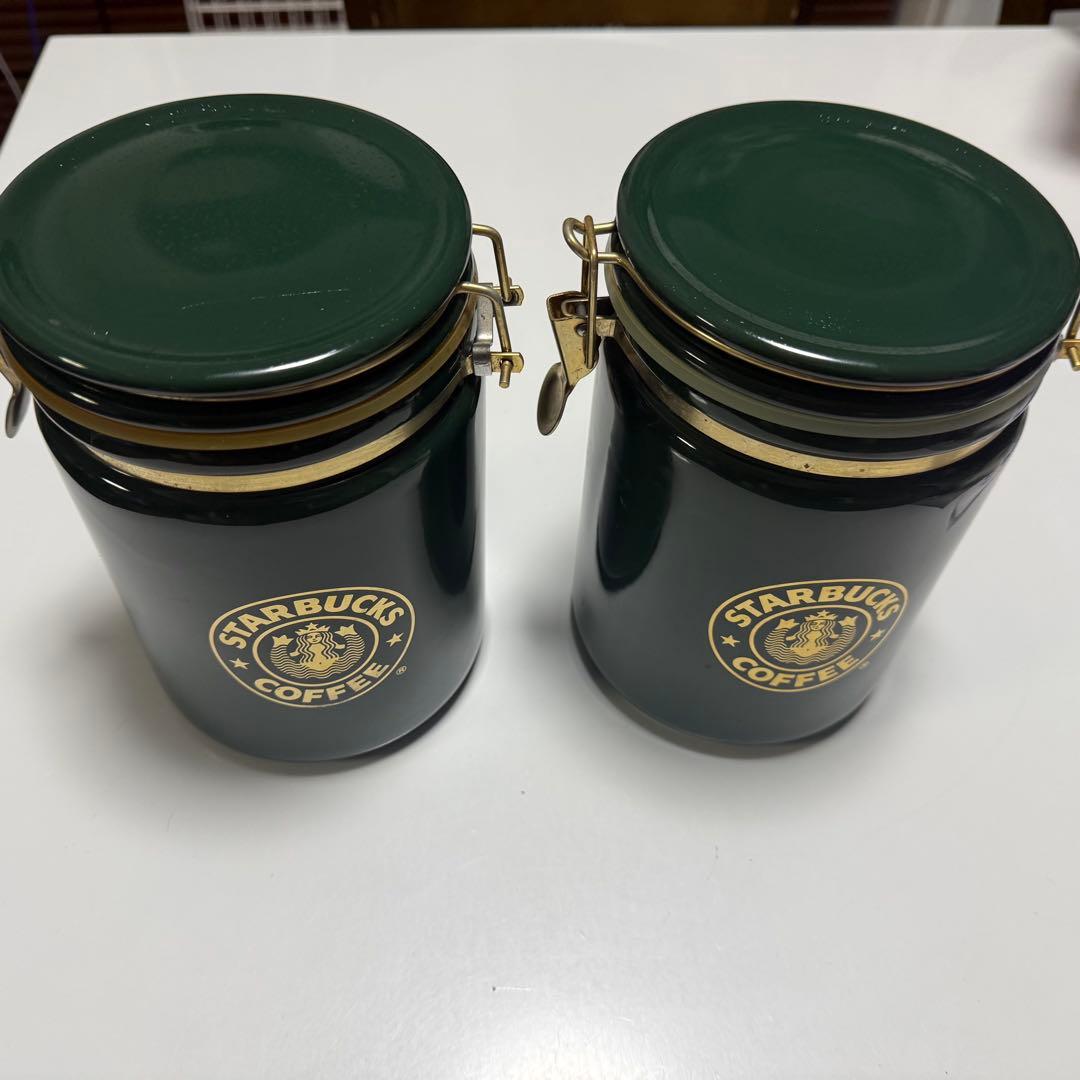 Starbucks 深緑 大型キャニスター　レトロ. 2個セット