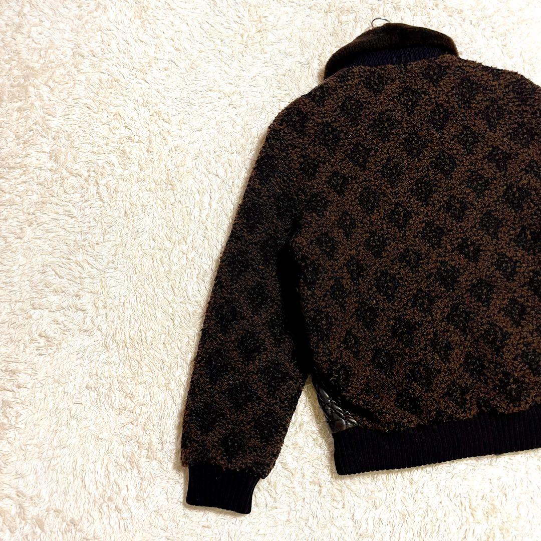 ✨希少✨PETER BROWN レザージャケット 切り替え ニット カシミヤ混