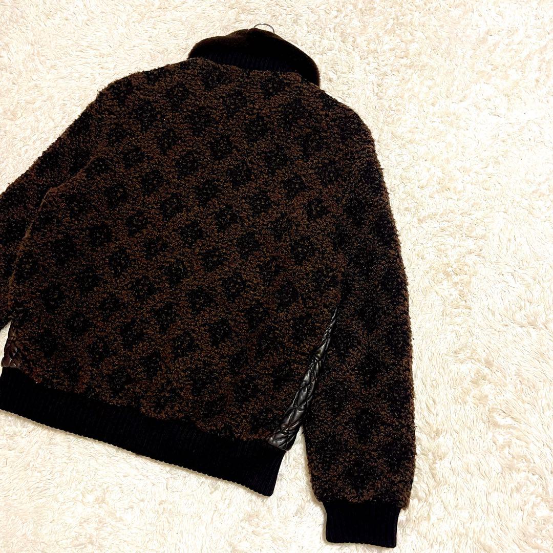 ✨希少✨PETER BROWN レザージャケット 切り替え ニット カシミヤ混