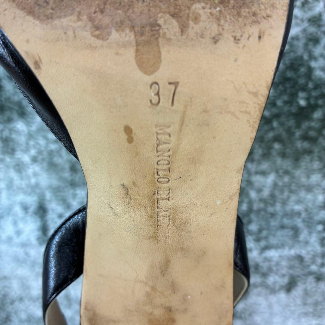 マノロブラニク ミュール ブラック レザー