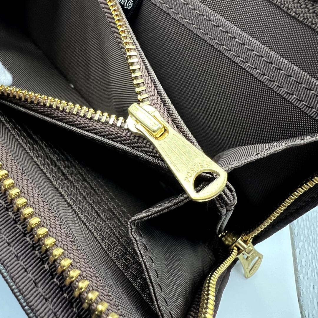 未使用 ポーター☆メンズ ジッピーウォレット 長財布 ナイロン加工 濃茶 日本製