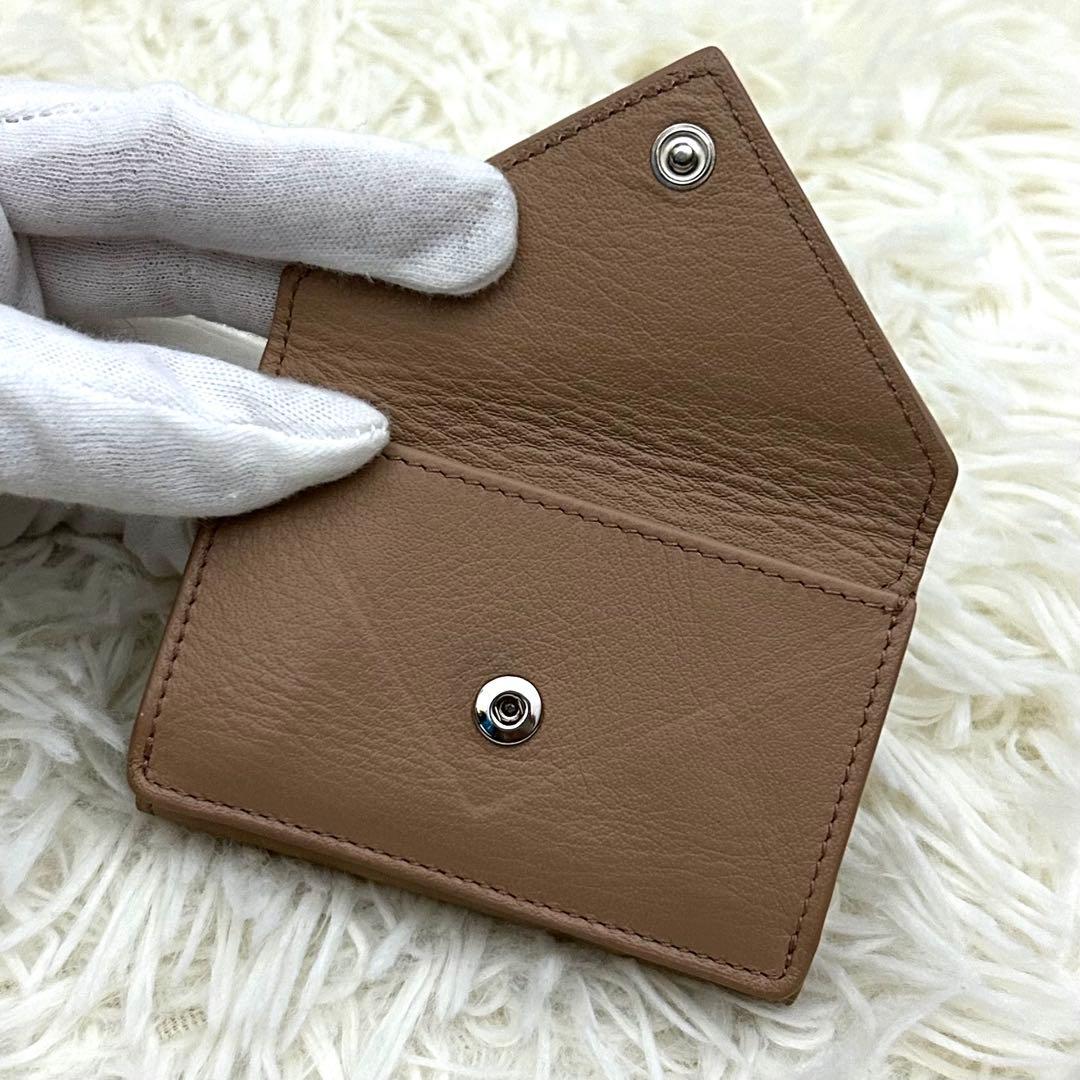 【美品】BALENCIAGA ペーパーミニ レザー 三つ折り 財布 ベージュ系