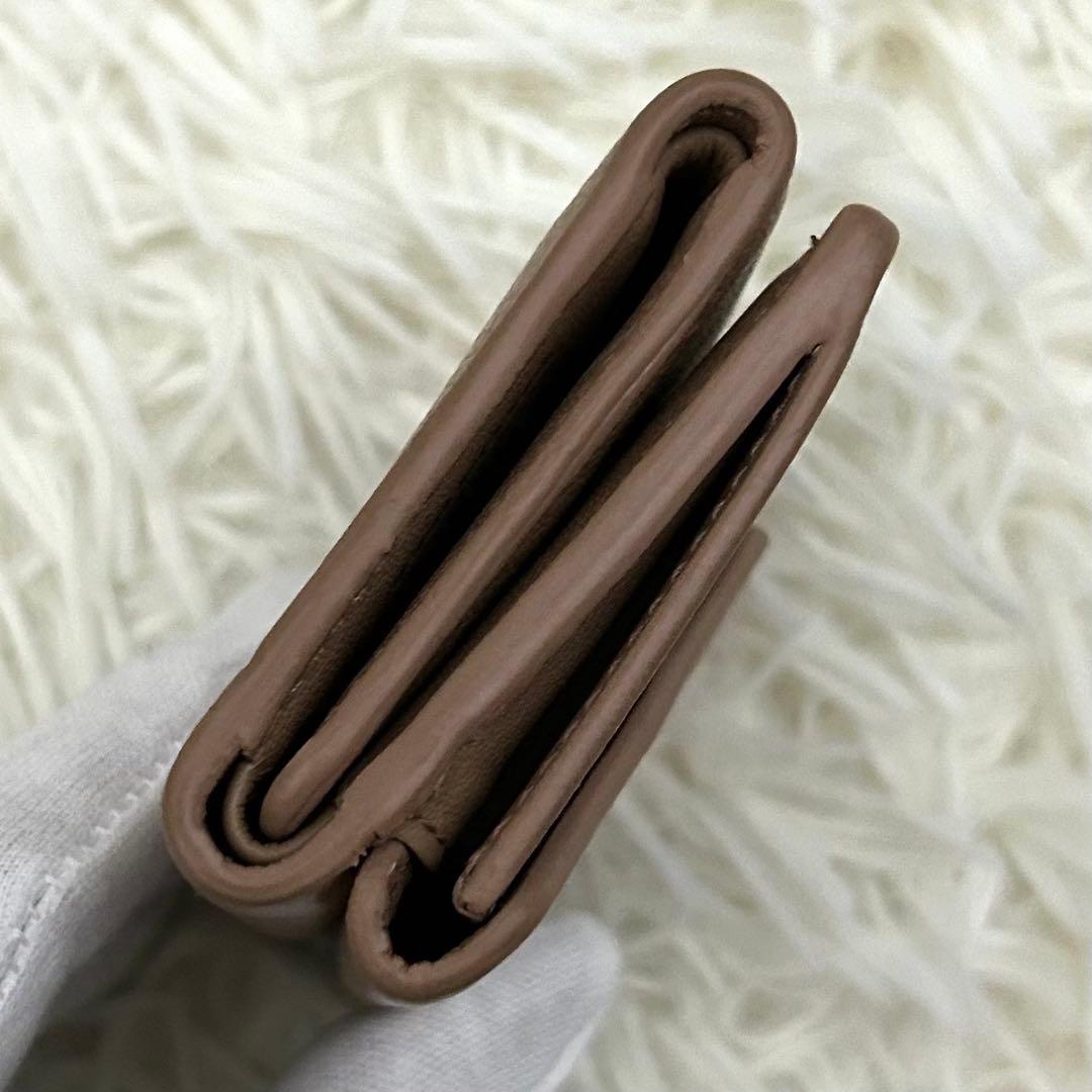 【美品】BALENCIAGA ペーパーミニ レザー 三つ折り 財布 ベージュ系