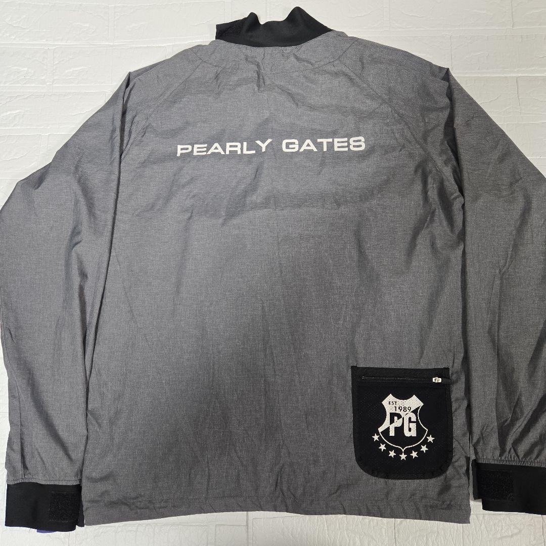 パーリーゲイツ 両面ロゴ　ナイロンジャケット　プルオーバー　グレー　 XL