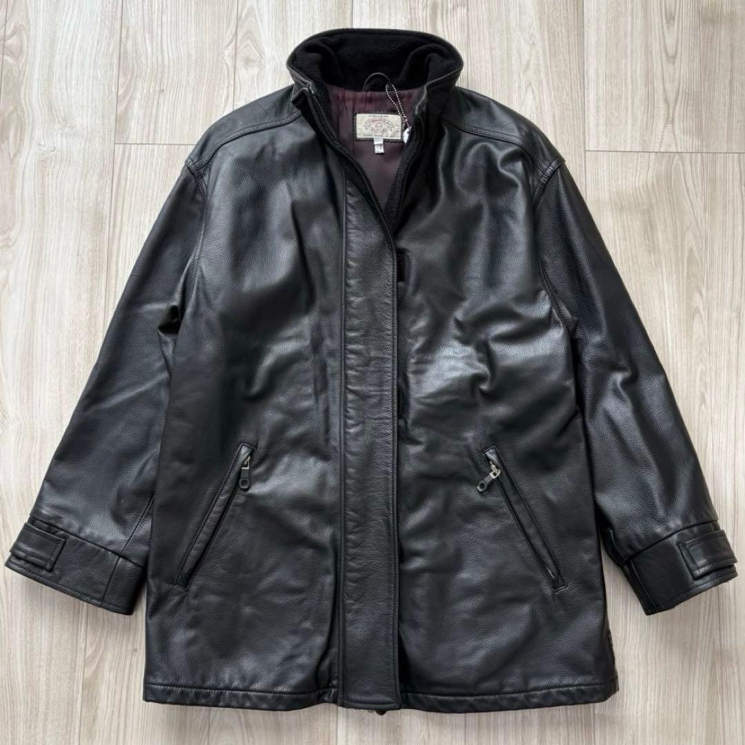 【希少】ARMANI JEANS レザージャケット ブラック 38 M ハーフ丈