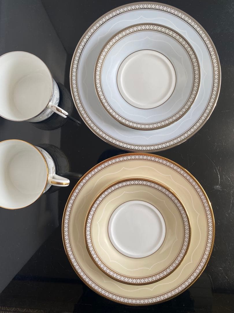 新品◆ノリタケ トレフォリオ ゴールド&プラチナ トリオ ペアセット