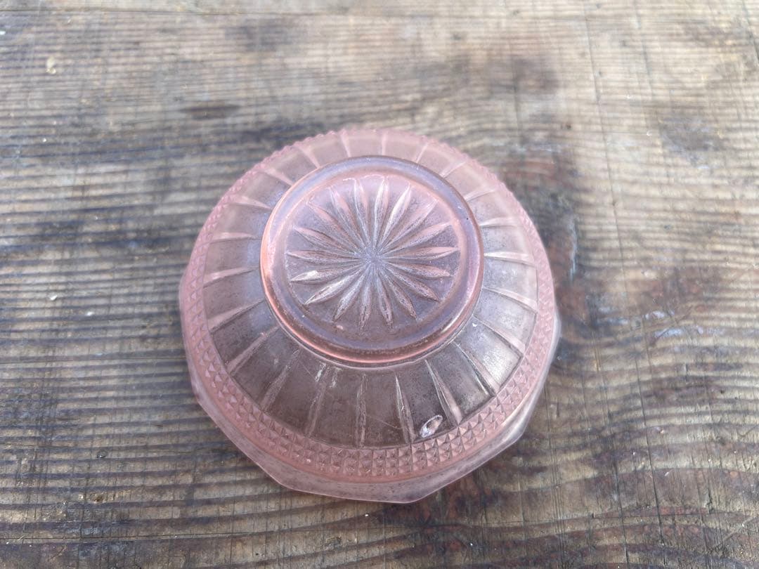 【O-1099】食器 ガラス食器 ピンク 皿 器 昭和レトロ レトロポップ