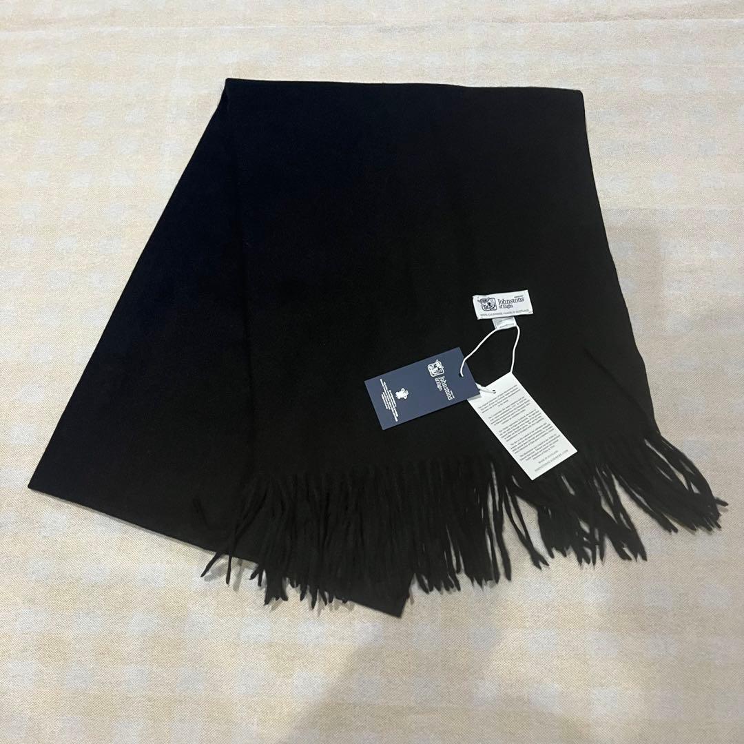 Y*☆様 美品 ジョンストンズ カシミヤ100％ 大判ストール ミッド ブラック
