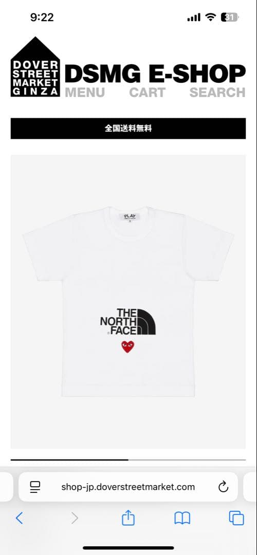 COMME des GARCONS PLAY NORTH FACE Tシャツ　M