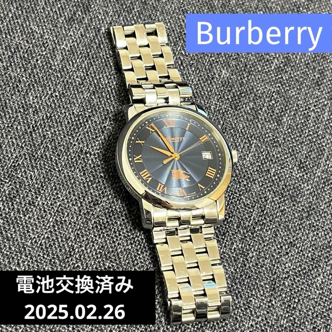Burberry ダークブルー腕時計 ステンレス【電池交換済み】