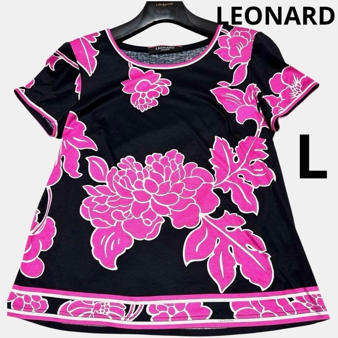 LEONARD レオナールカットソー半袖　トップス　花柄　Lサイズ