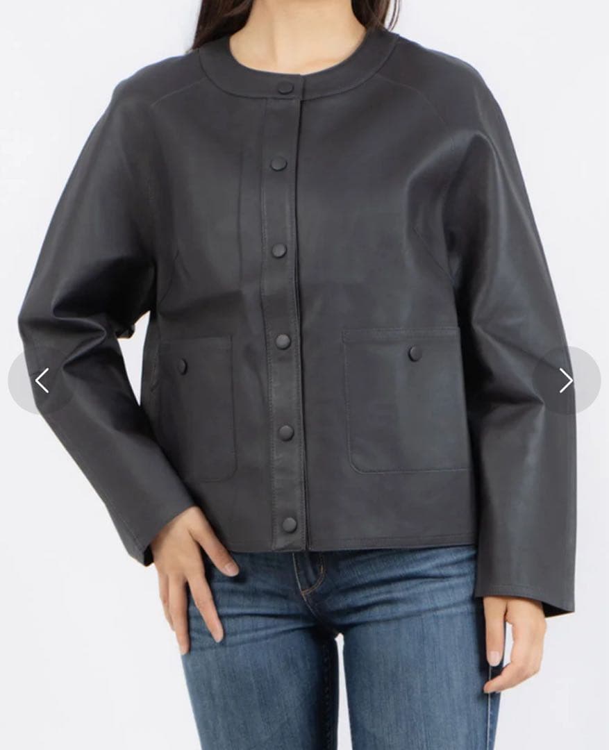 新品未使用 ラムレザーリバーシブルラウンドカラージャケット