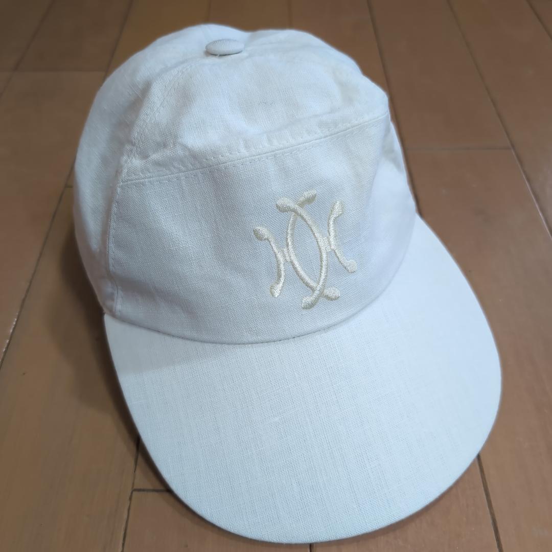 雰囲気抜群 HERMES リネンキャップ 白 58 フランス製 d63