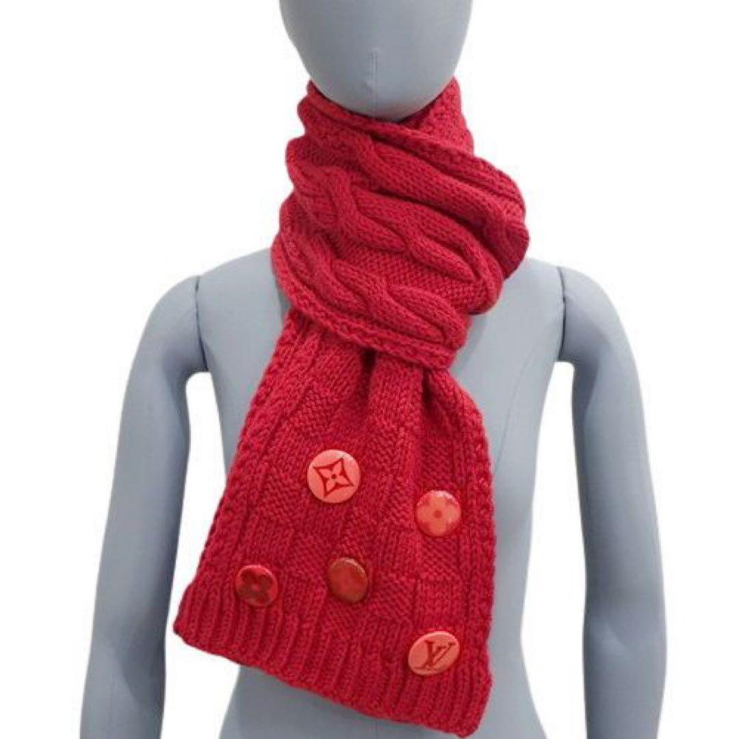 ルイ・ヴィトン マフラー エシャルプ・コンスタンス ウール 赤