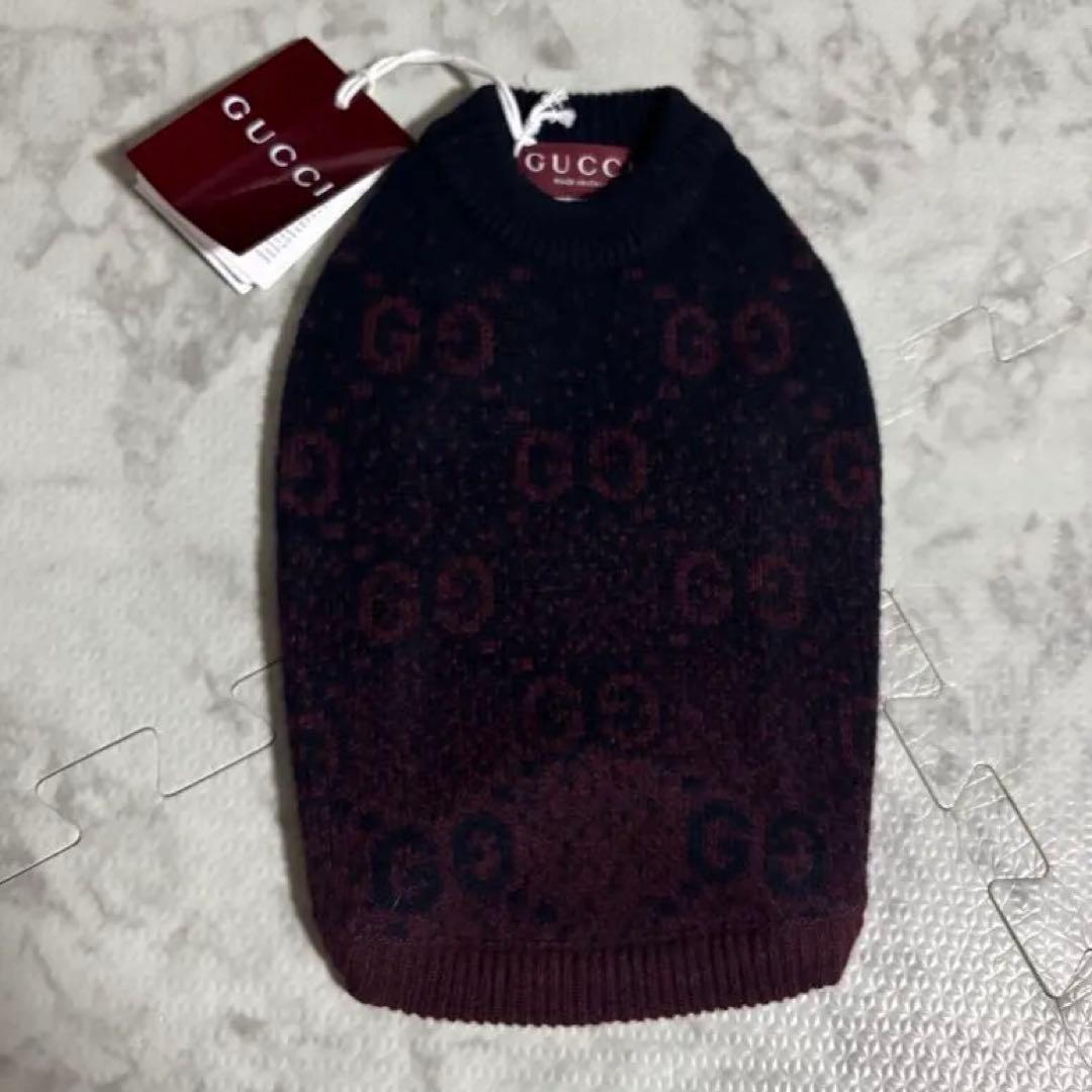 GUCCI ニットセーター ダークブルー/バーガンディ