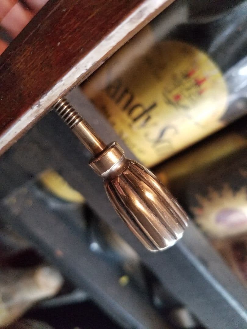 大正　年代物　浪漫　モダン　真鍮　金具　アーチ型　楔　組木　細工　スタンドミラー