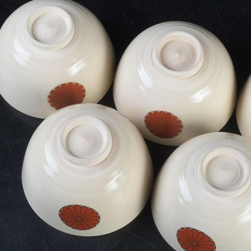 茶道具　京焼　加賀瑞山造　色絵金彩　菊桐文　数茶碗　五客　N　9809