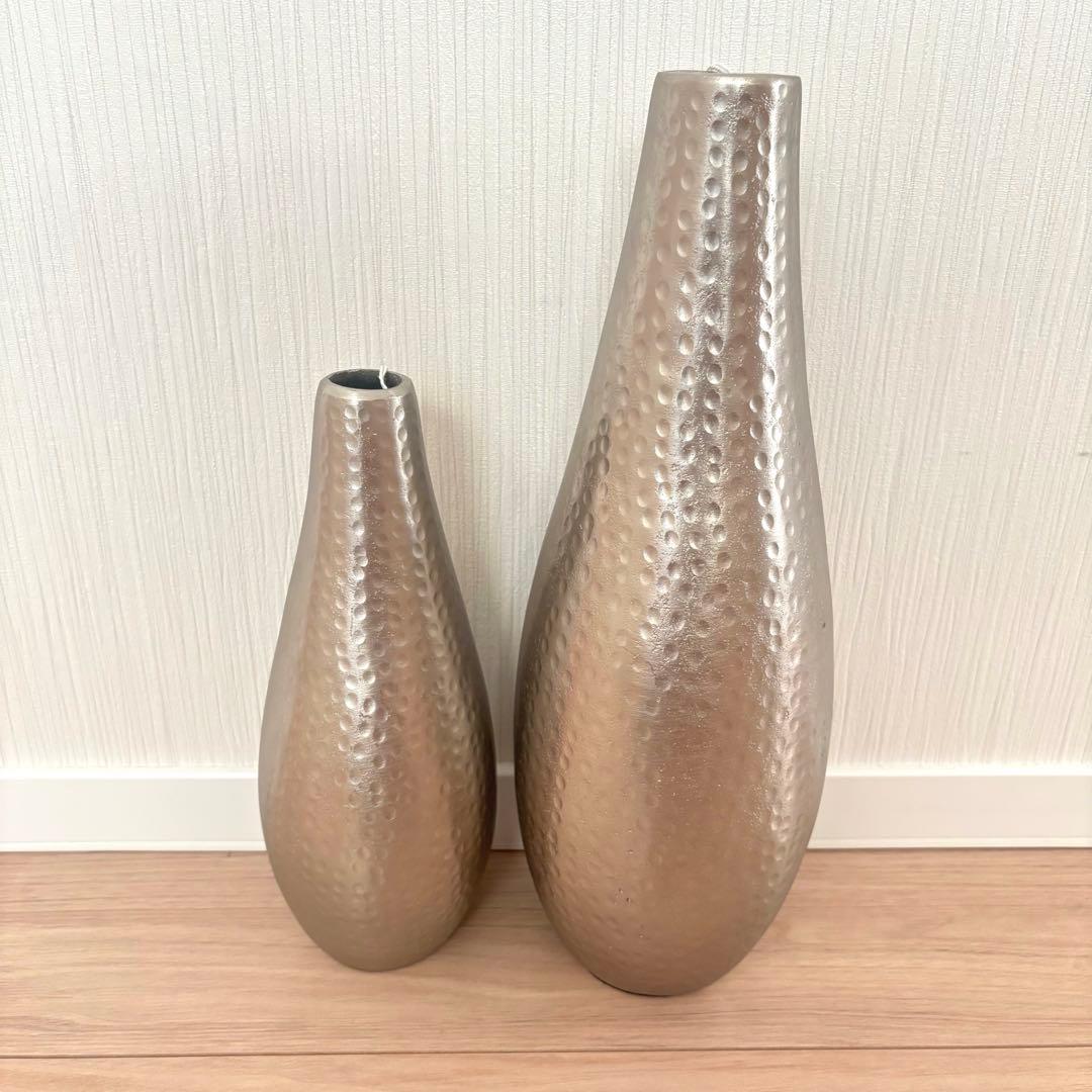 【終売品】ACTUS シルバーフラワーベース 大小