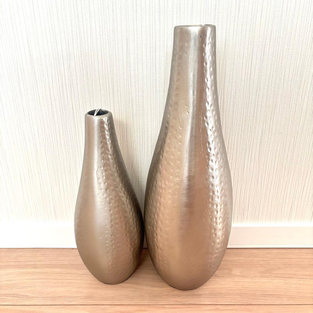 【終売品】ACTUS シルバーフラワーベース 大小