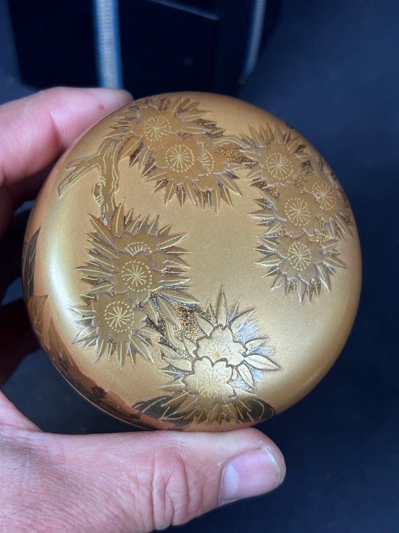 送料無料　近江八景　平棗　金蒔絵　輪島塗　名工　福久清一　蒔絵　漆器　茶道具