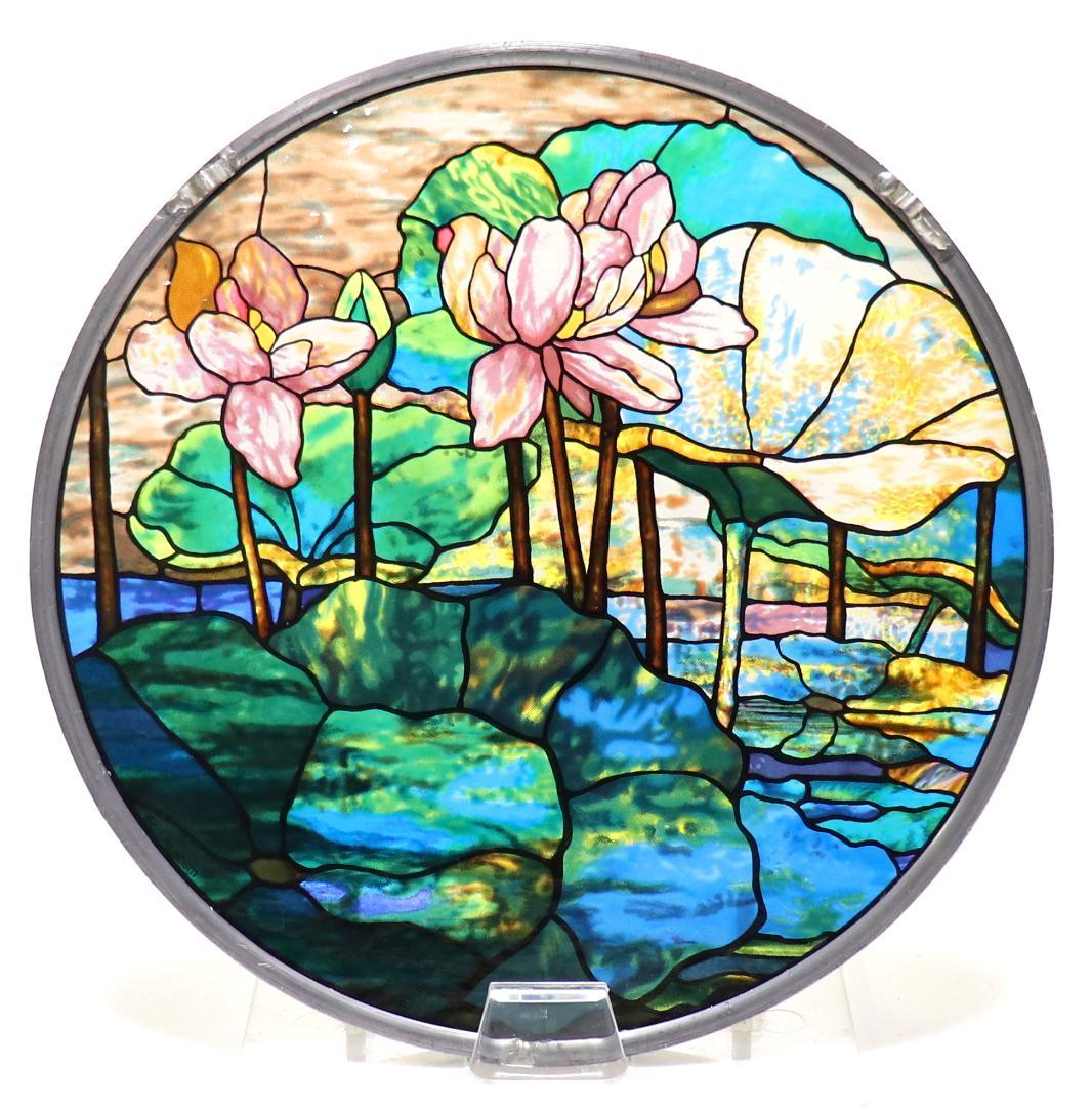 ルイス・C・ティファニー 睡蓮 丸型ヴィンテージステンドグラス 東京都庭園美術館