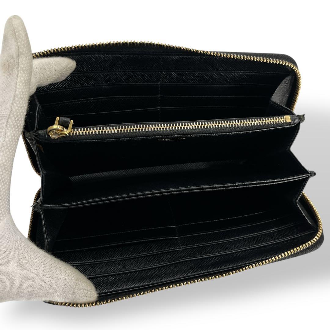 PRADA プラダ　長財布　ゴールドロゴ　ロングウォレット　黒　サフィアーノ