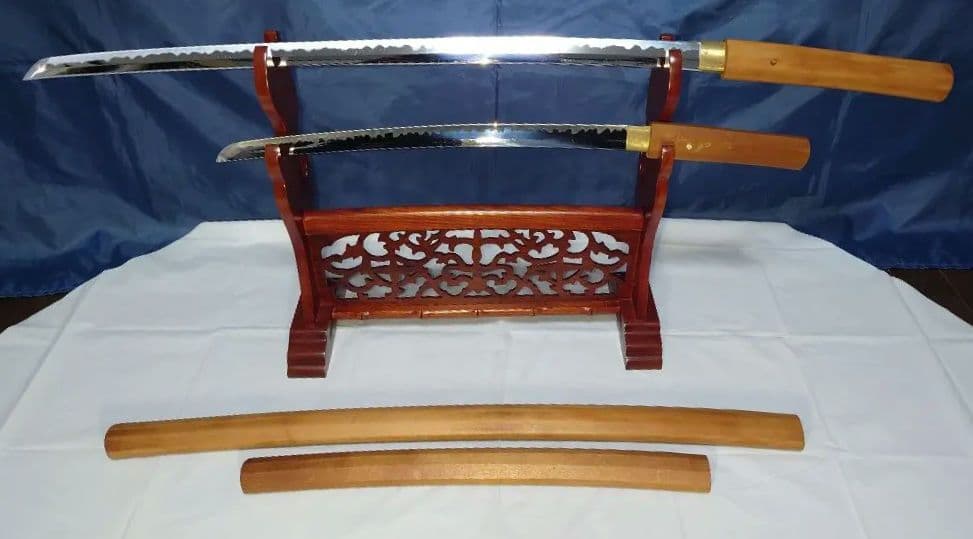 関の刀 模造刀 白鞘 2点セット（大刀 小刀のみ）刀台は付属致しません。