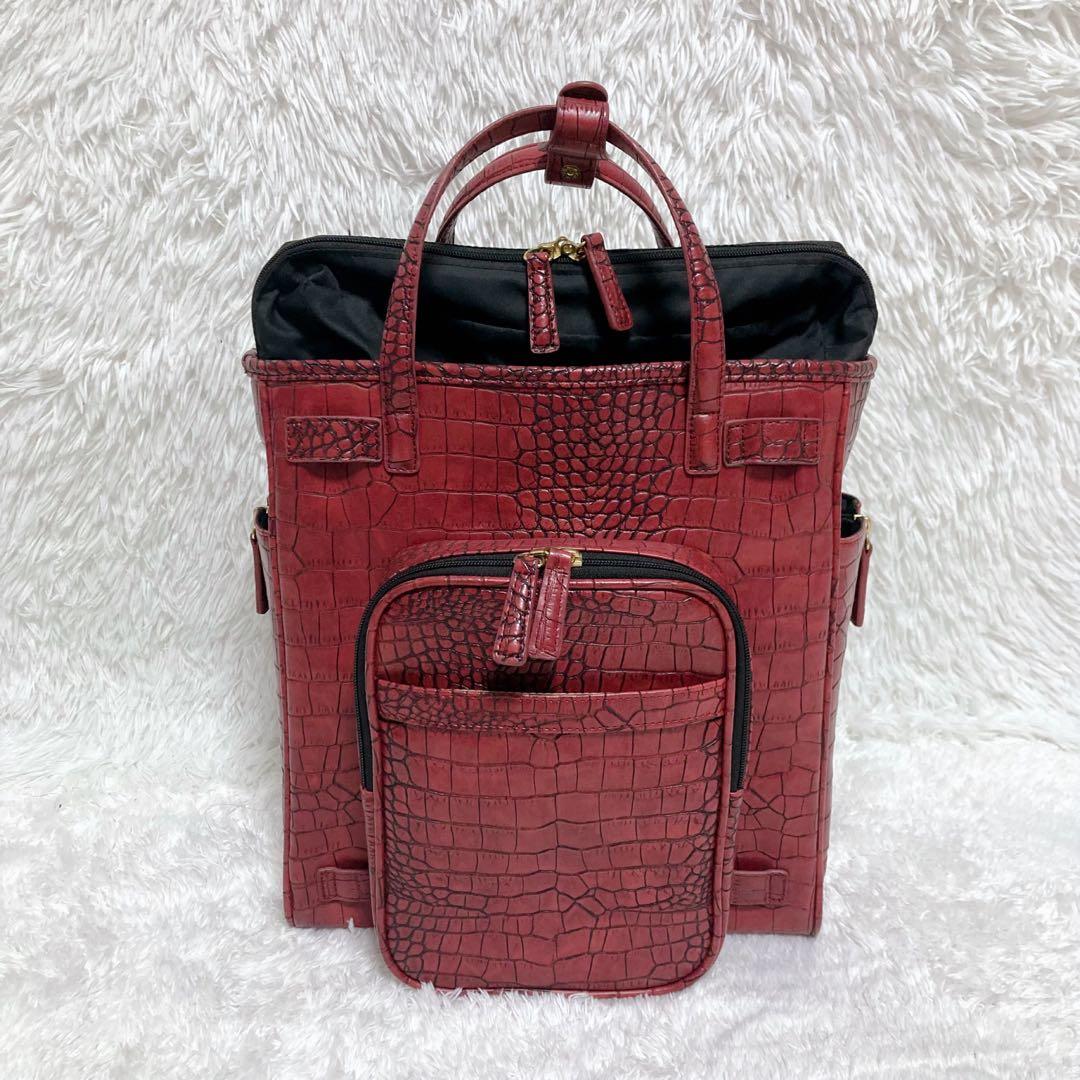 SWANY スワニー キャリーバッグ キャリー カート クロコ 型押し レッド