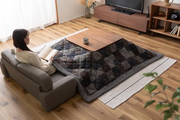 おしゃれ ふかふか かわいい 正方形 こたつ布団 パッチワーク柄 ネイビー