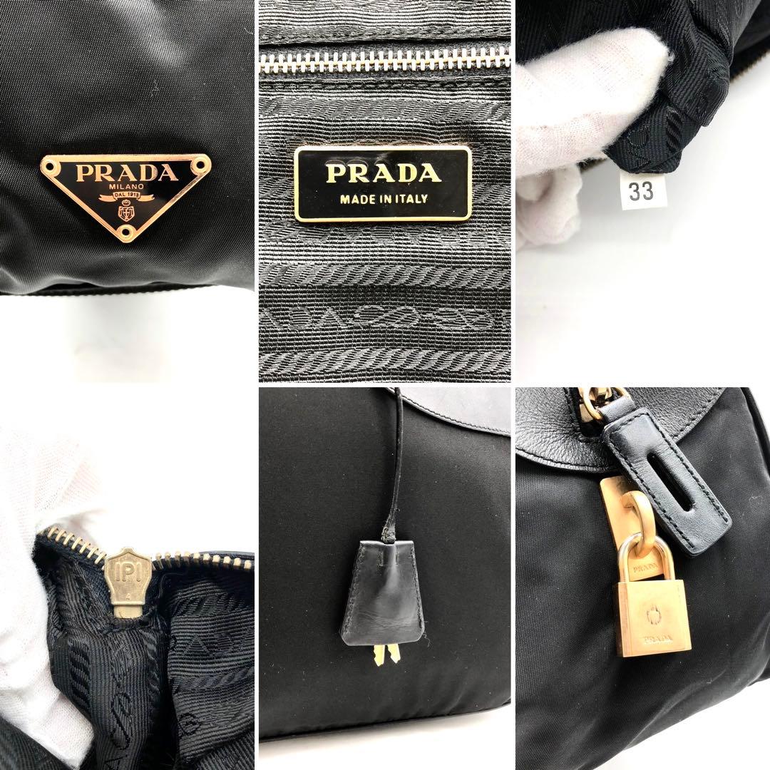 ✨美品✨プラダ ボーリングバッグ 三角ロゴ カデナ ナイロン レザー 切り替え