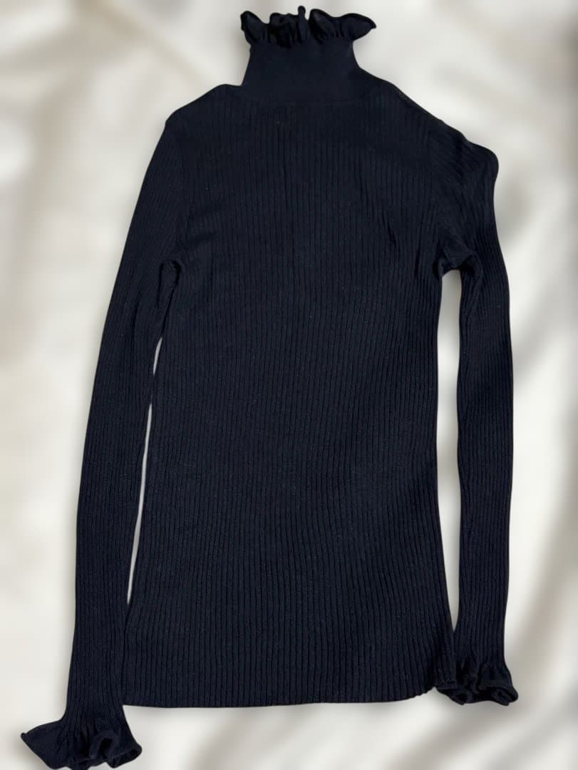 シーマリー cccmalie 美品 カシミヤシルクフリルタートルニット ネイビー