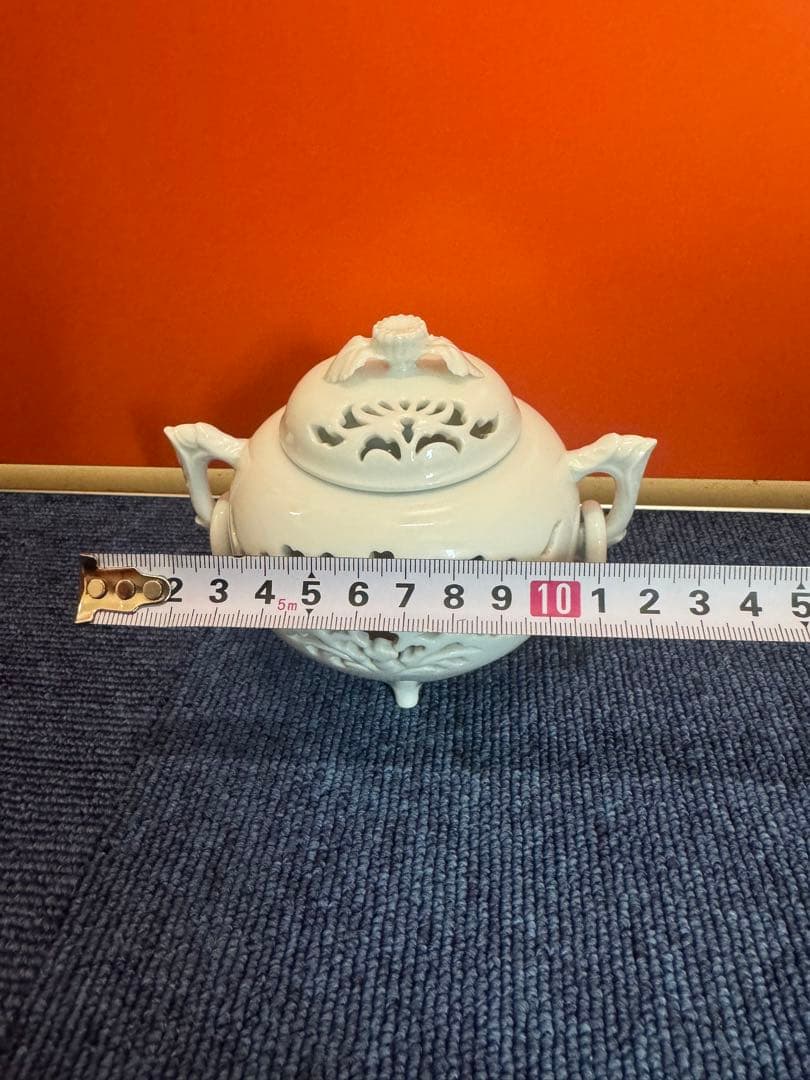 1973 杉原一壷 白磁 透かし  三足　香炉