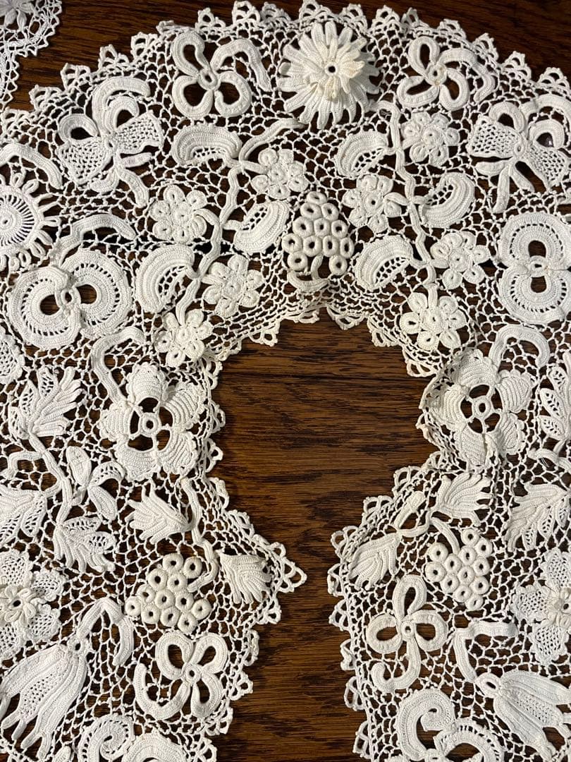 1880年代 フランス アイリッシュクロシェレース つけ襟 ビッグカラー