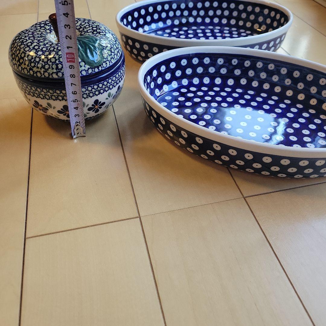 【ラスト1点】ポーリッシュポタリー　ザクワディ　オーバル大2枚　リンゴポット