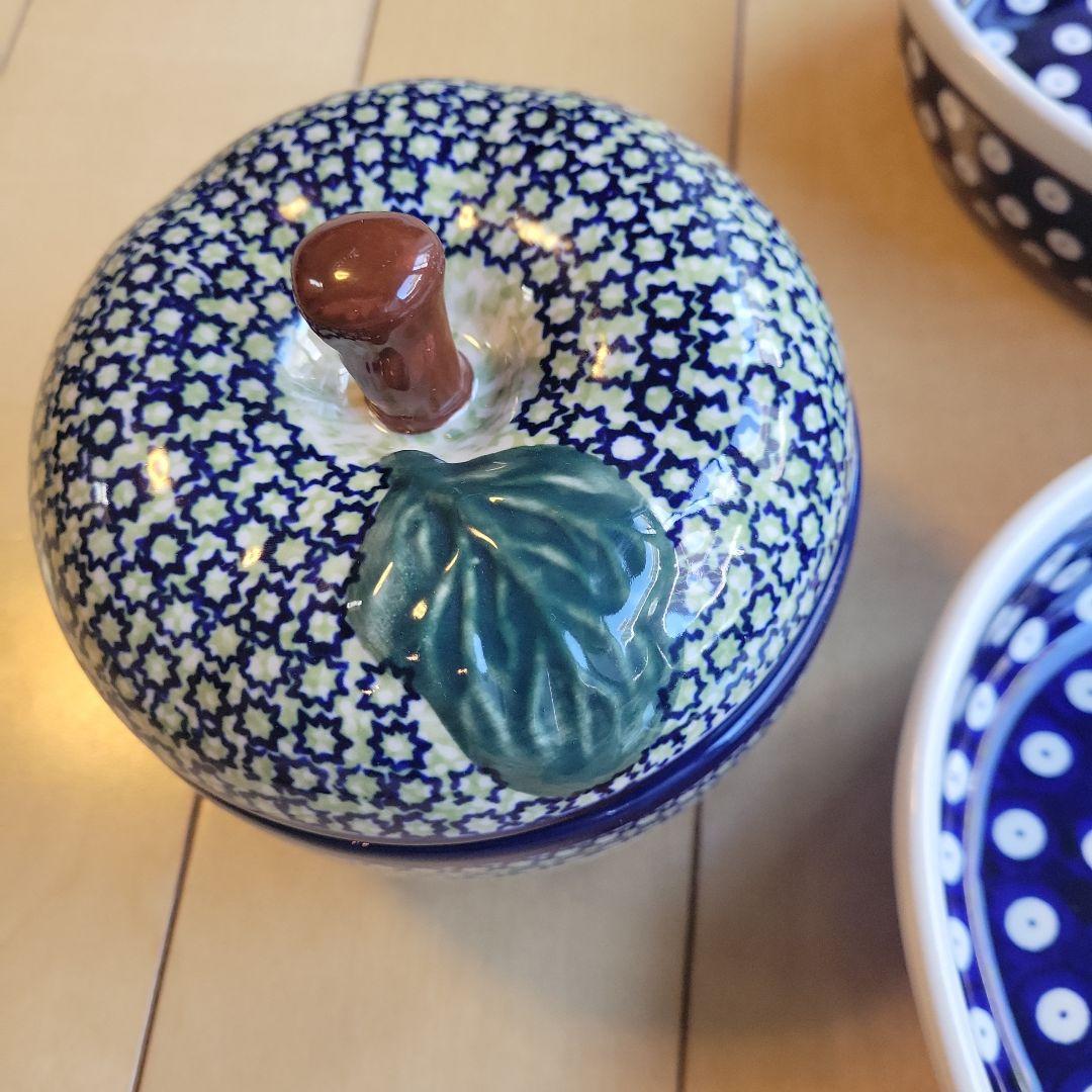 【ラスト1点】ポーリッシュポタリー　ザクワディ　オーバル大2枚　リンゴポット