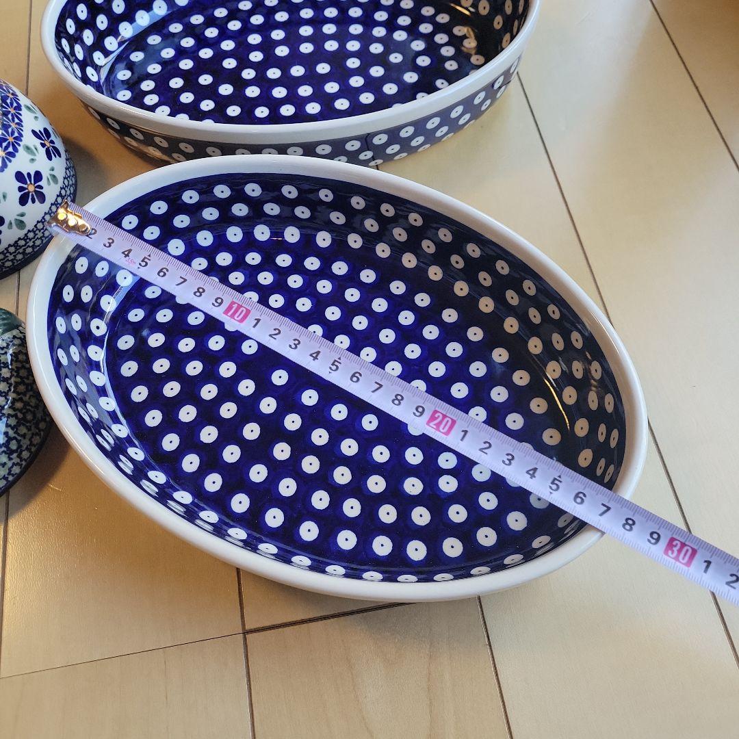 【ラスト1点】ポーリッシュポタリー　ザクワディ　オーバル大2枚　リンゴポット