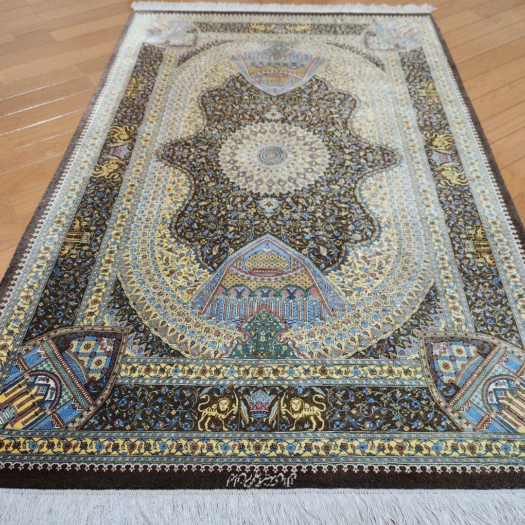 【ジャムシディ工房】クム産 オールシルク ペルシャ絨毯